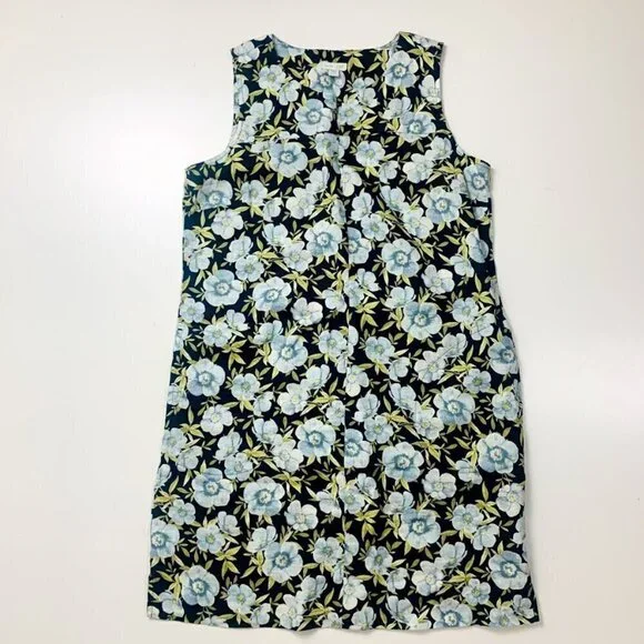 J. Jill Dress Love Linen Floral Hibiscus Shift Small Petite Tropical Hawaii Midi - Picture 10 of 11